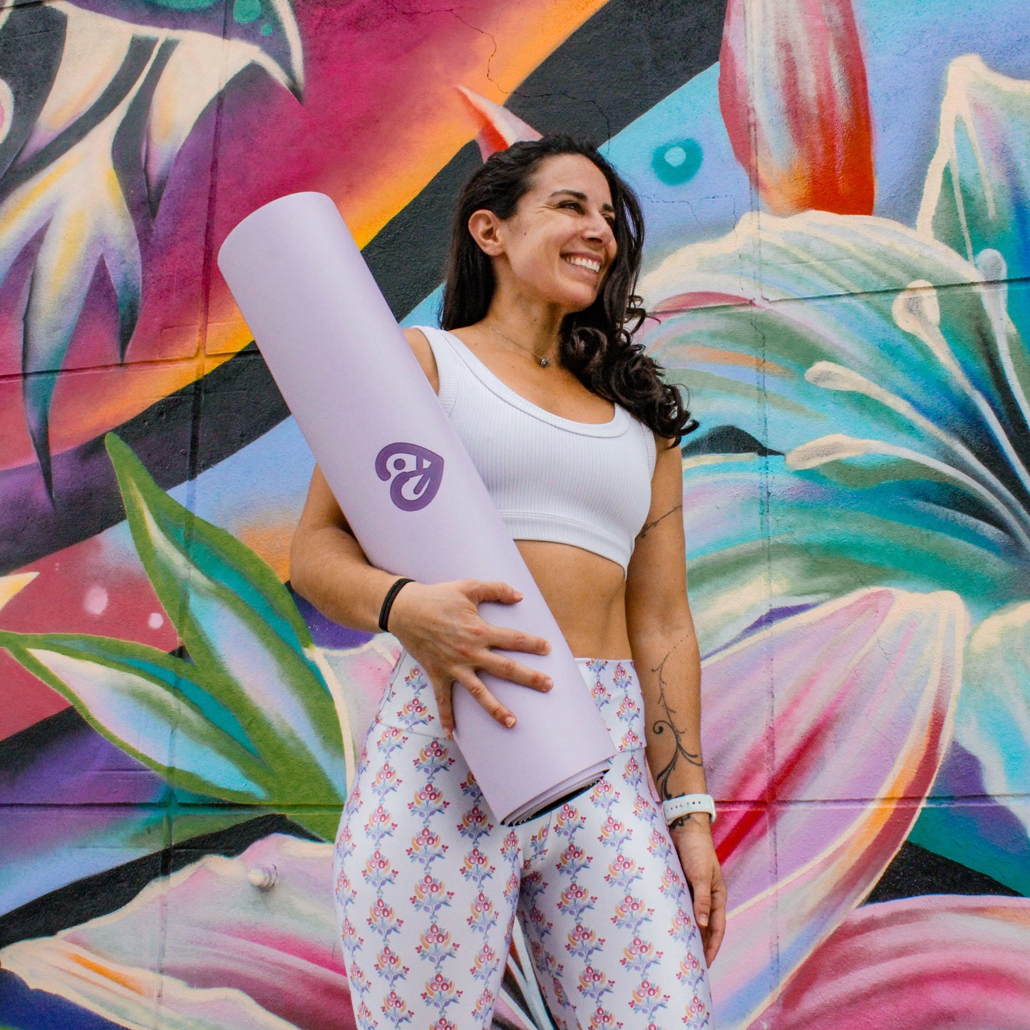 Pro yoga mat with shock-absorbing rubber base